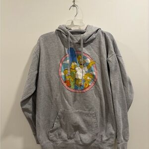 Gray Hoodie with Cartoon Family Print